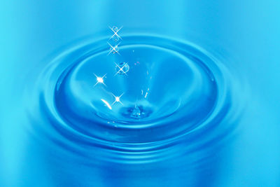 Close-up of water splashing against blue background