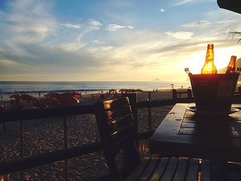 Chair and table on shore