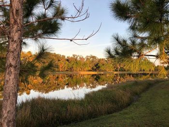 Scenic view of lake against sky