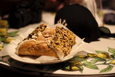 Close-up of bread in plate