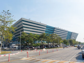 View of city street against sky