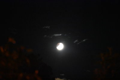 Low angle view of moon in sky at night