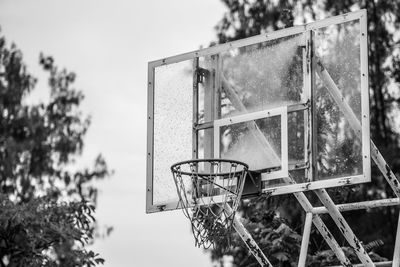 Low angle view of basketball hoop against sky