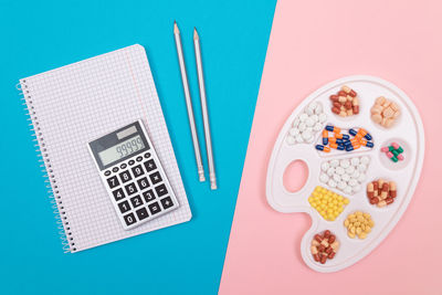 High angle view of breakfast served on table
