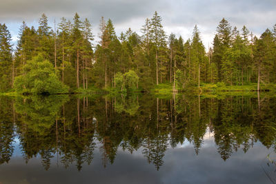 Scenic view of lake against sky during autumn