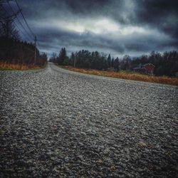 Empty road against cloudy sky