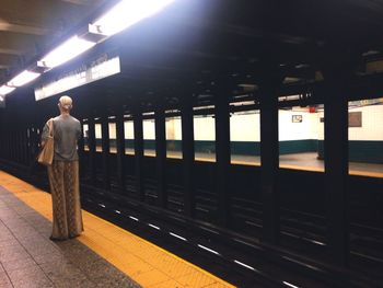 Blurred motion of train at subway station