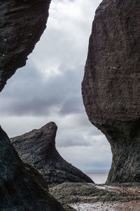 Scenic view of mountains against cloudy sky