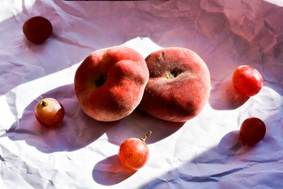 High angle view of fruits on table