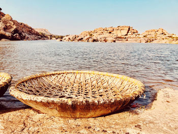 Scenic view of beach against clear sky