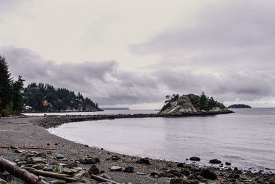 Scenic view of sea against cloudy sky