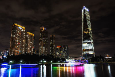 City lit up at night