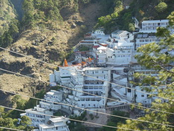 High angle view of buildings in town