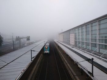 Foggy morning at the train station.