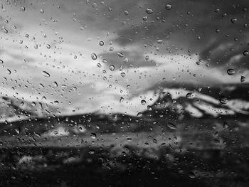 Full frame shot of raindrops on glass window
