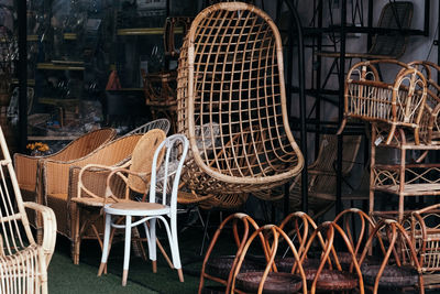 Rattan furniture on display