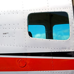 Close-up of airplane window