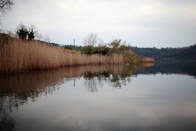 Scenic view of lake against sky