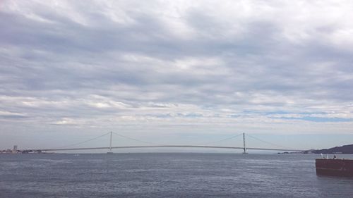 View of suspension bridge over sea