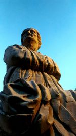 Low angle view of statue against clear sky