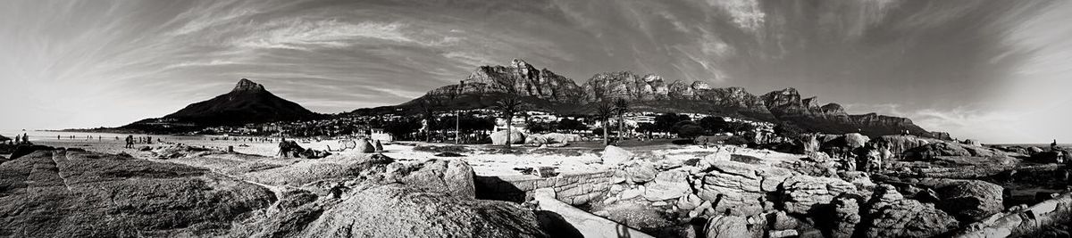 Panoramic view of castle against cloudy sky