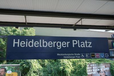 Close-up of information sign