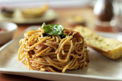 Spaghetti pasta styling for lunch