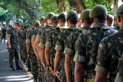 Brazilian army soldiers during military parade in celebration of brazil independence 