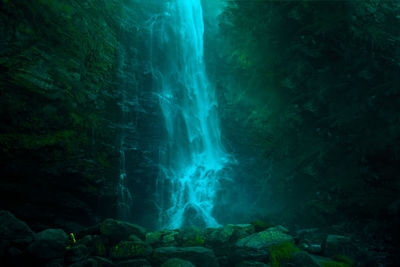 Scenic view of waterfall in forest