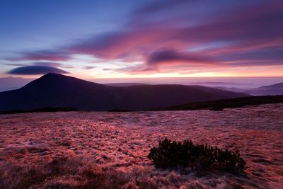 Scenic view of landscape against sky during sunset