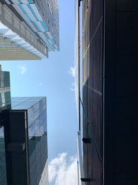 Low angle view of modern buildings against sky