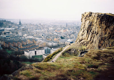 High angle view of townscape against sky