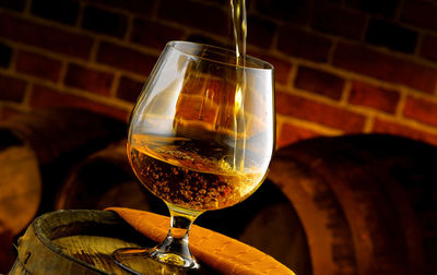 Close-up of beer glass