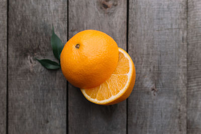 High angle view of orange on table