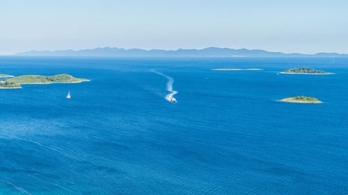 Scenic view of sea against clear sky