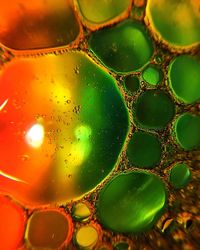 Full frame shot of water drops on leaf