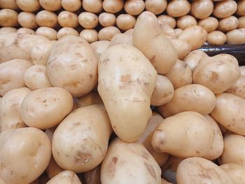 Full frame shot of potatoes for sale in market