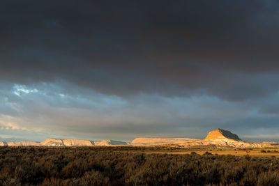 View of landscape against cloudy sky