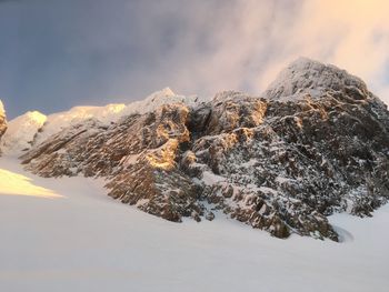 Snow covered mountain against sky