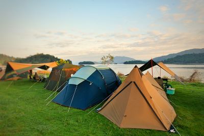 Camping on vacation at lakeside
