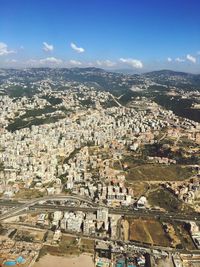 High angle view of cityscape against sky