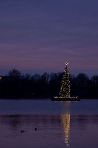 Alster christmas tree in winter at sunrise