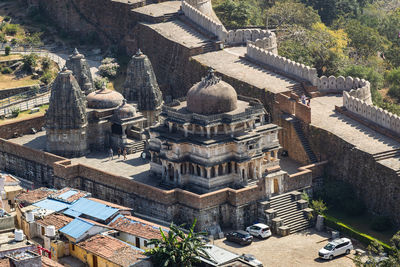 High angle view of buildings in city