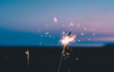 Firework display at night