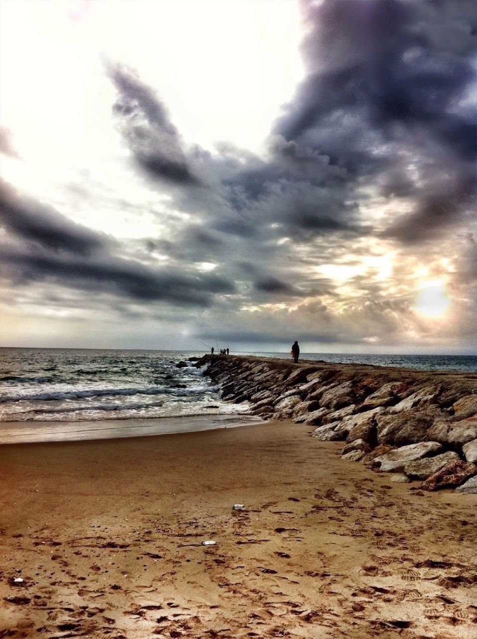 sea, horizon over water, beach, sky, water, scenics, tranquil scene, tranquility, shore, beauty in nature, cloud - sky, nature, sand, idyllic, cloudy, wave, cloud, sunset