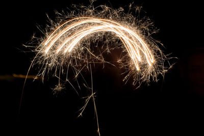 Light painting against sky at night