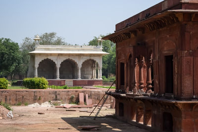 Architectural details of lal qila - red fort situated in old delhi, india,view inside delhi red fort