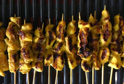 Close-up of meat on barbecue grill