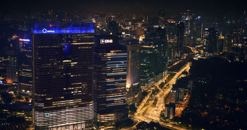 High angle view of illuminated city buildings at night,kuala lumpur ,malaysia