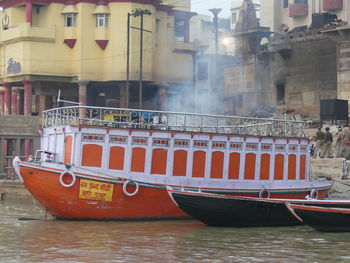 View of boats in canal